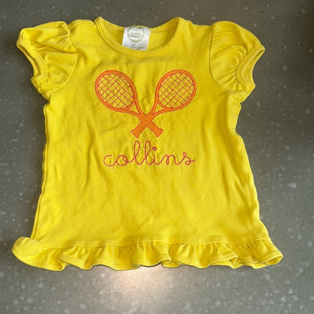 Collins Tennis Monogrammed shirt EUC 5T